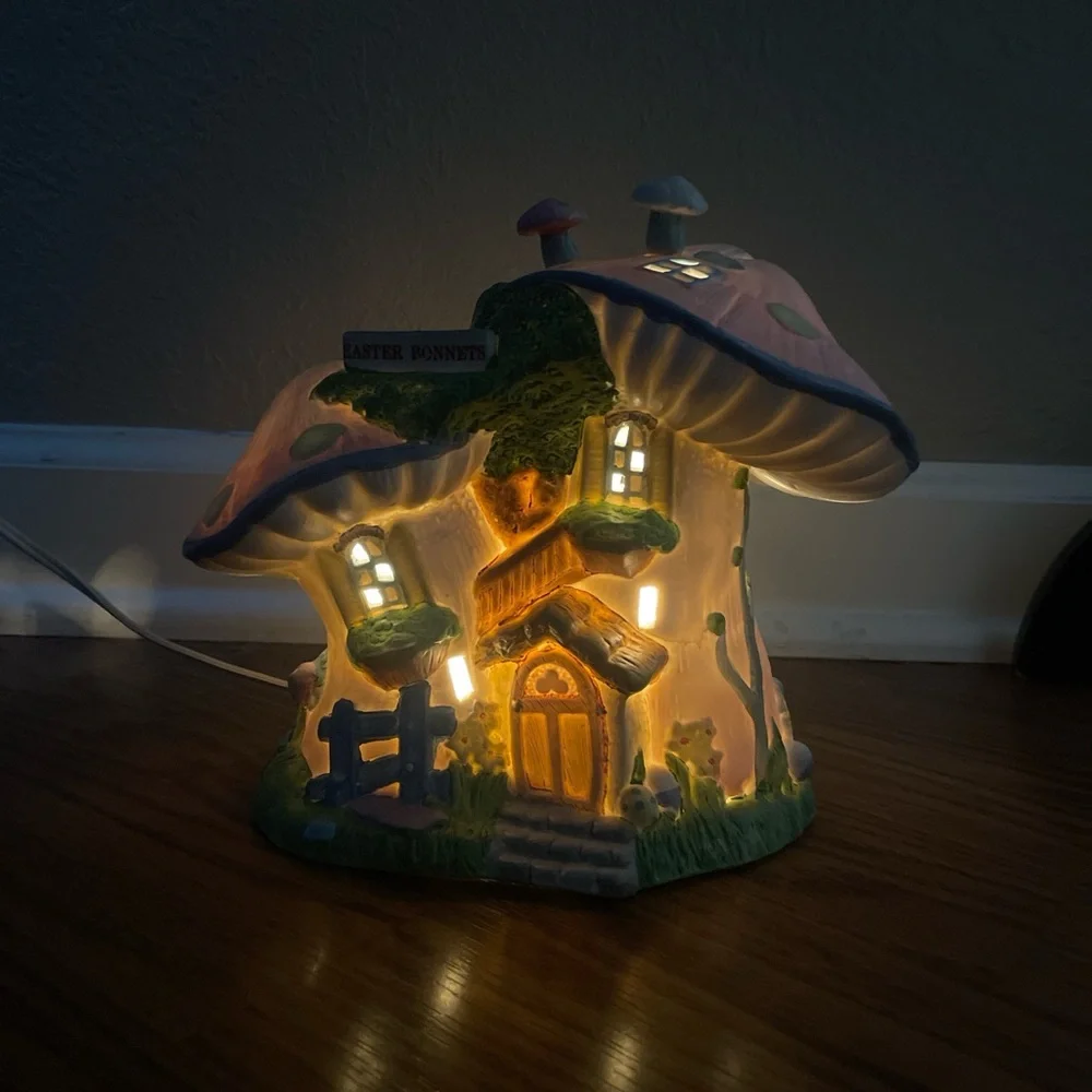 Ceramic Easter Mushroom Fairy House